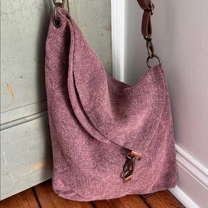 Vintage Addiction Plum Jute Asymmetrical Foldover Crossover Messenger Bag Purse